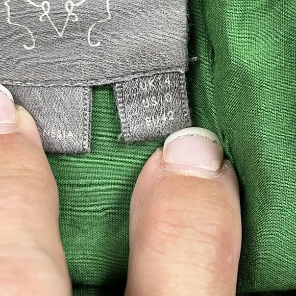 Vanessa Virginia Skirt Womens 10 Green Anthropologie Boho Geometric Embroidered - Picture 5 of 10